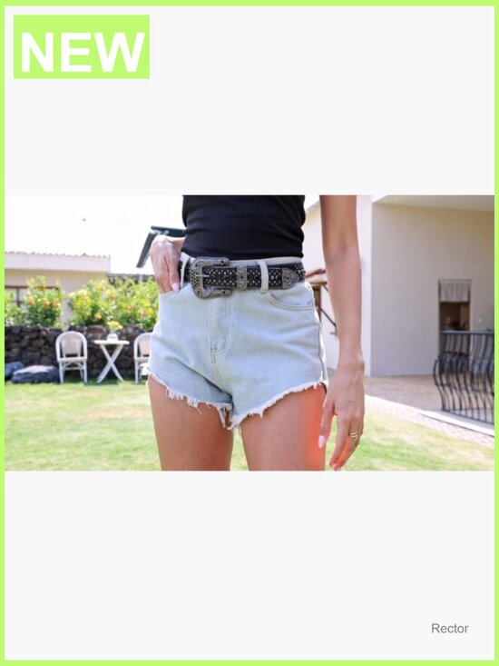 Rhinestone Belt with Detachable Buckle for Jeans - Cowgirl Goth main image 4